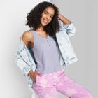 Women's Button Placket Waffle Tank Top - Wild Fable Purple