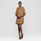 Women's Leopard Print Long Sleeve Tie Shift Mini Dress - Who What Wear Brown