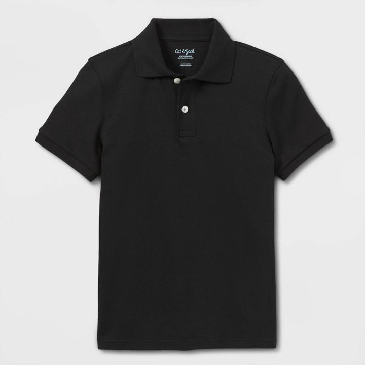 Plusboys' Short Sleeve Interlock Uniform Polo Shirt - Cat & Jack Black