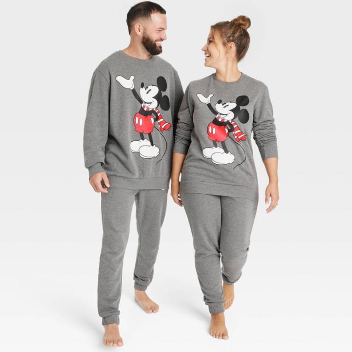 Adult Disney Mickey Mouse Graphic Sweatshirt - Charcoal Gray
