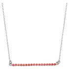 Prime Art & Jewel Sterling Silver Lab Created Pink Sapphire Geometric Bar Necklace,
