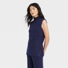 Women's Mock Turtleneck Ribbed Sweater Vest - A New Day Navy Blue