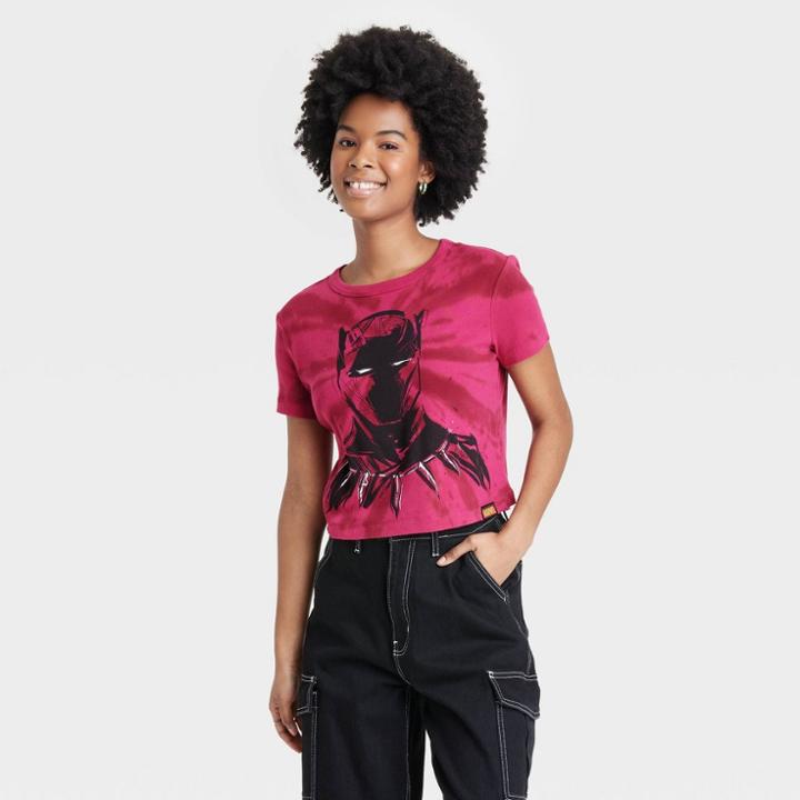Women's Marvel Black Panther X Nikkolas Smith Short Sleeve Graphic Cropped T-shirt - Pink