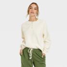 Women's Long Sleeve Lightweight Sherpa Henley Shirt - Universal Thread Cream