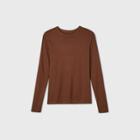 Women's Long Sleeve Fitted T-shirt - A New Day Dark Brown