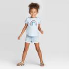 Petitetoddler Girls' Short Sleeve Sequin Rainbow T-shirt - Cat & Jack Blue 18m, Toddler Girl's