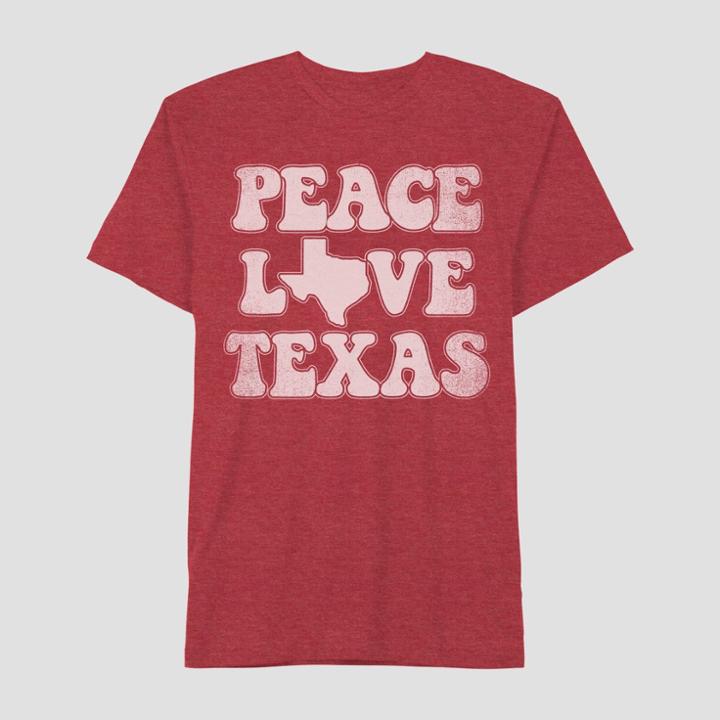 Petitemen's Short Sleeve Peace Love Texas Graphic T-shirt - Awake Red