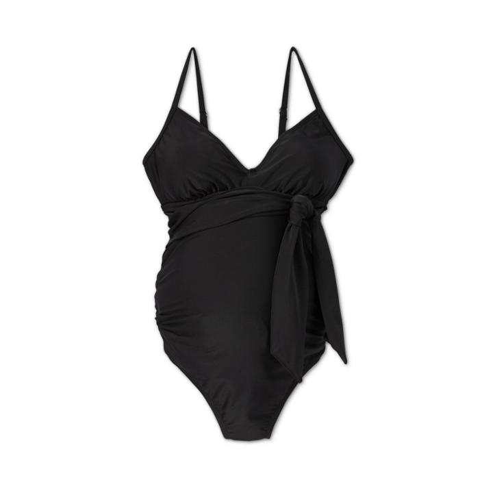 Maternity Front-tie One Piece Swimsuit - Isabel Maternity By Ingrid & Isabel Black