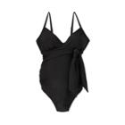 Maternity Front-tie One Piece Swimsuit - Isabel Maternity By Ingrid & Isabel Black