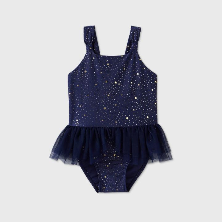 Toddler Girls' Star With Tutu One Piece Swimsuit - Cat & Jack Navy
