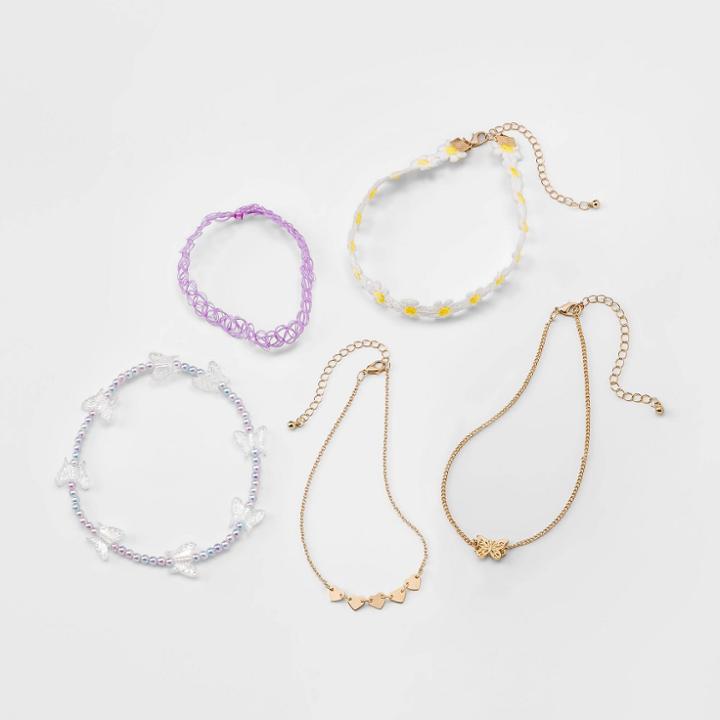 Girls' 5pk Tattoo Choker Necklace Set - Cat & Jack , Red