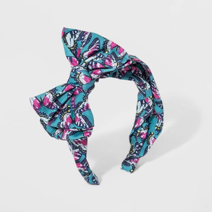 Girls' Wide Layered Bow With Butterfly Print Headband - Cat & Jack,