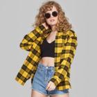 Women's Plaid Long Sleeve Flannel Button-down Shirt - Wild Fable Yellow