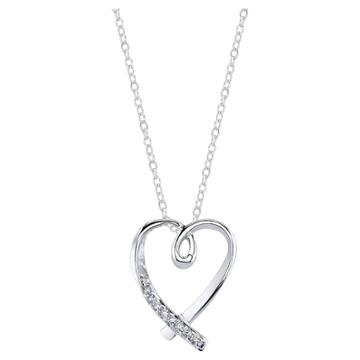 Target Women's Cubic Zirconia First My Daughter-forever My Friend Heart Necklace In Sterling