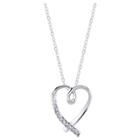 Target Women's Cubic Zirconia First My Daughter-forever My Friend Heart Necklace In Sterling