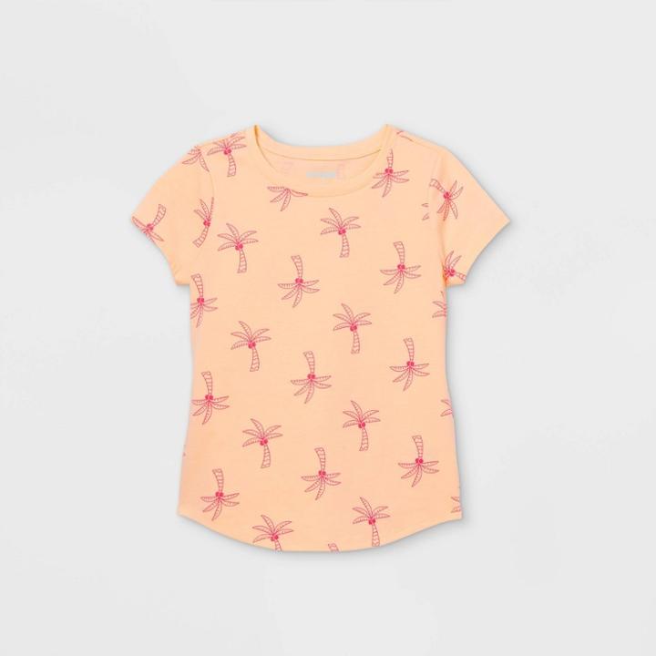 Girls' Printed Short Sleeve T-shirt - Cat & Jack Light Peach