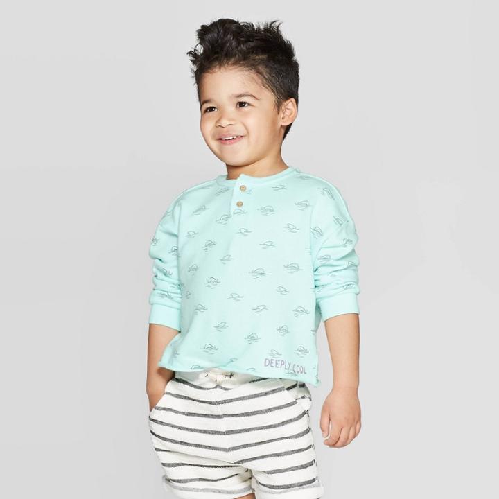 Toddler Boys' Shark Print Henley - Art Class