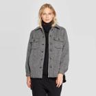 Women's Long Sleeve Turnover Collar Front Button-down Chevron Jacket - Who What Wear Black/white