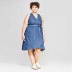 Women's Plus Size Denim Wrap Dress - Universal Thread Dark Wash X, Blue
