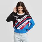 Women's Nasa Crewneck Graphic Sweater - Well Worn (juniors') - Black/red/blue M, Women's,