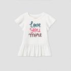 Toddler Girls' Short Sleeve 'love You More' T-shirt - Cat & Jack Cream