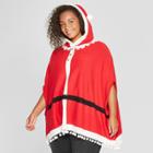Women's Plus Size Santa Claus Poncho - Well Worn (juniors') Red