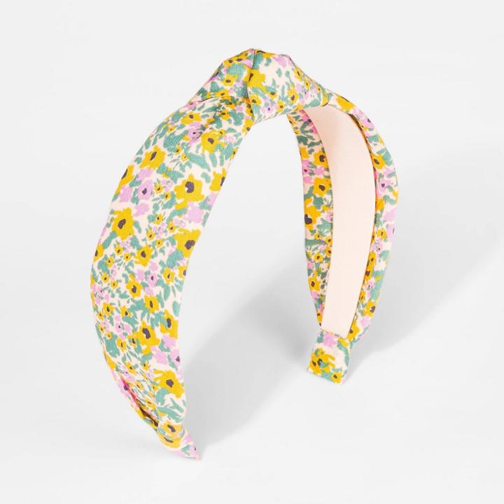 Girls' Floral Knot Headband - Cat & Jack Yellow/pink