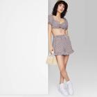 Women's High-rise Pull-on Flutter Shorts - Wild Fable Brown Gingham Check Xxs