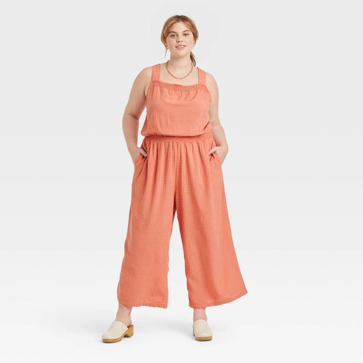 Women's Plus Size Tank Jumpsuit - Universal Thread Coral Orange