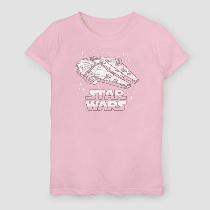 Girls' Star Wars Classic Vintage Millennium Falcon T-shirt - Pink