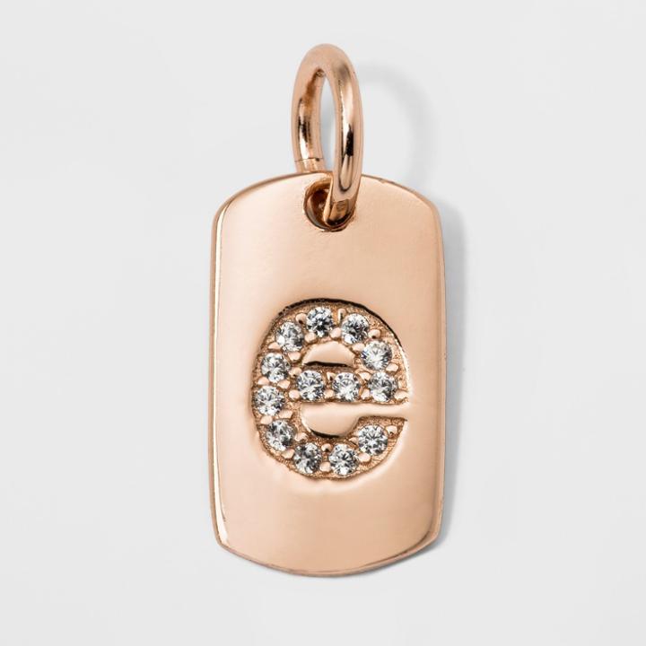 Sterling Silver Initial E Cubic Zirconia Pendant - A New Day Rose Gold, Rose Gold - E