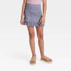 Girls' Cinched Ruffle Skirt - Art Class Light Blue Floral