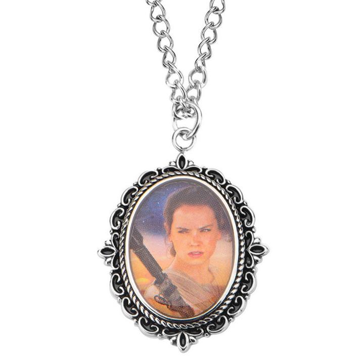 Women's Disney Star Wars Episode 7 Rey Graphic Stainless Steel Cameo Pendant With Chain (18 +