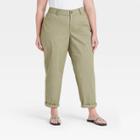 Women's Plus Size Tapered Chino Pants - Ava & Viv Olive