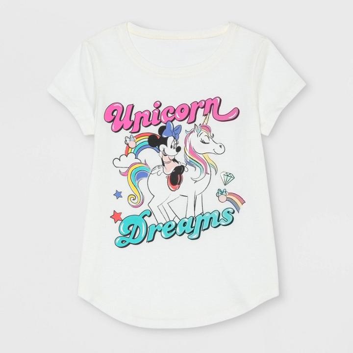 Girls' Disney Unicorn Dreams Short Sleeve T-shirt - Ivory