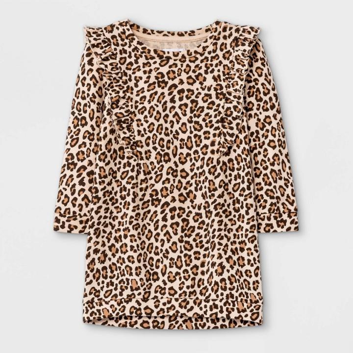 Grayson Mini Toddler Girls' Leopard Print French Terry Dress - Tan