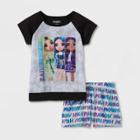 Girls' Rainbow High 2pc Pajama Set - Black/gray