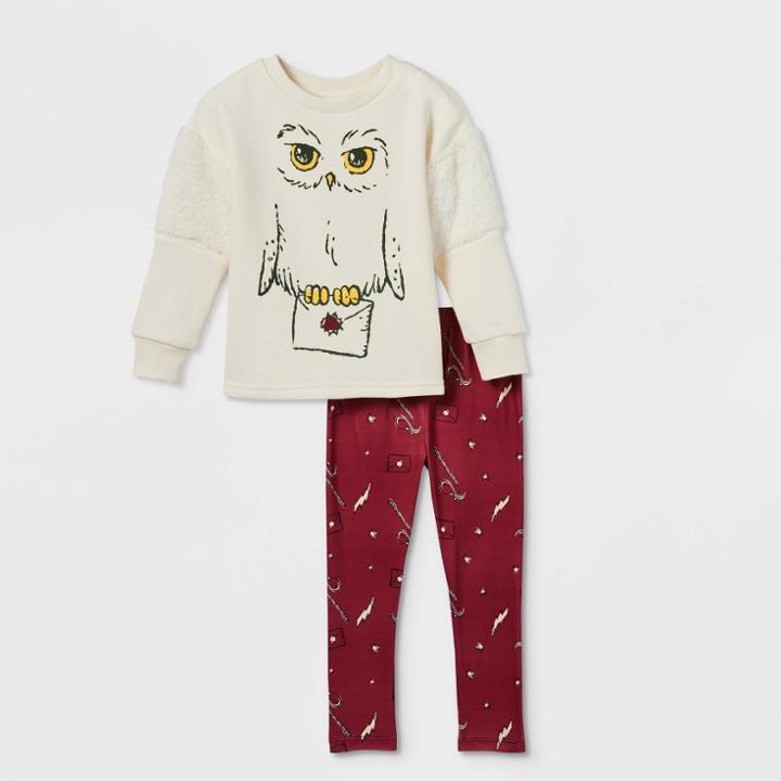 Toddler Girls' Harry Potter Top And Knit Leggings Set - Cream