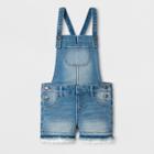 Girls' Shortall With Eyelet Trim Coverall - Cat & Jack Medium Wash