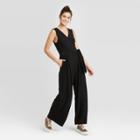 Women's Sleeveless V-neck Wrap Knit Jumpsuit - Xhilaration Black