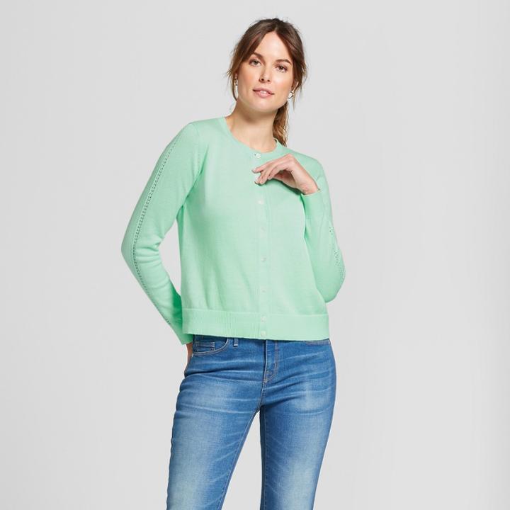 Women's Long Sleeve Any Day Cardigan - A New Day Mint