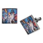 Men's Star Wars Poster Relief Graphic Stainless Steel Square Cufflinks, Size: