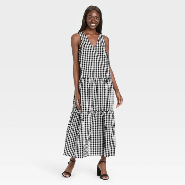 Women's Sleeveless Dress - Who What Wear Black/white Gingham Check