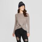 Women's Long Sleeve Twist Front T-shirt - Universal Thread Gray
