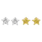 Journee Collection 1 Ct. T.w. Star-cut Cz Prong Set Stud Earrings Set In Sterling Silver - Yellow/white, Girl's