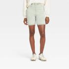 Women's Ribbed Distressed 7 Inseam Bike Shorts - Universal Thread Green