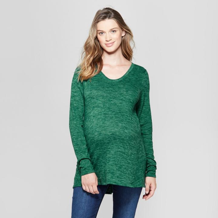 Maternity Relaxed Long Sleeve T-shirt - Isabel Maternity By Ingrid & Isabel Green Heather