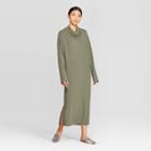 Women's Regular Fit Long Sleeve Turtleneck Maxi Dress - Prologue Green