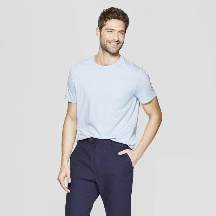 Men's Regular Fit Short Sleeve Lyndale Crew T-shirt - Goodfellow & Co Breaktime Blue
