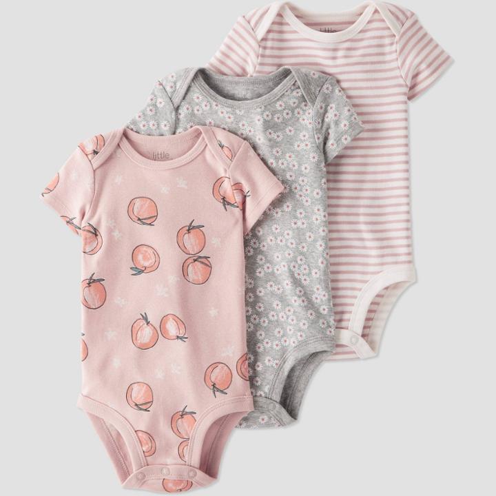 Baby Girls' 3pk Bodysuit - Little Planet By Carter's Pink/orange Newborn
